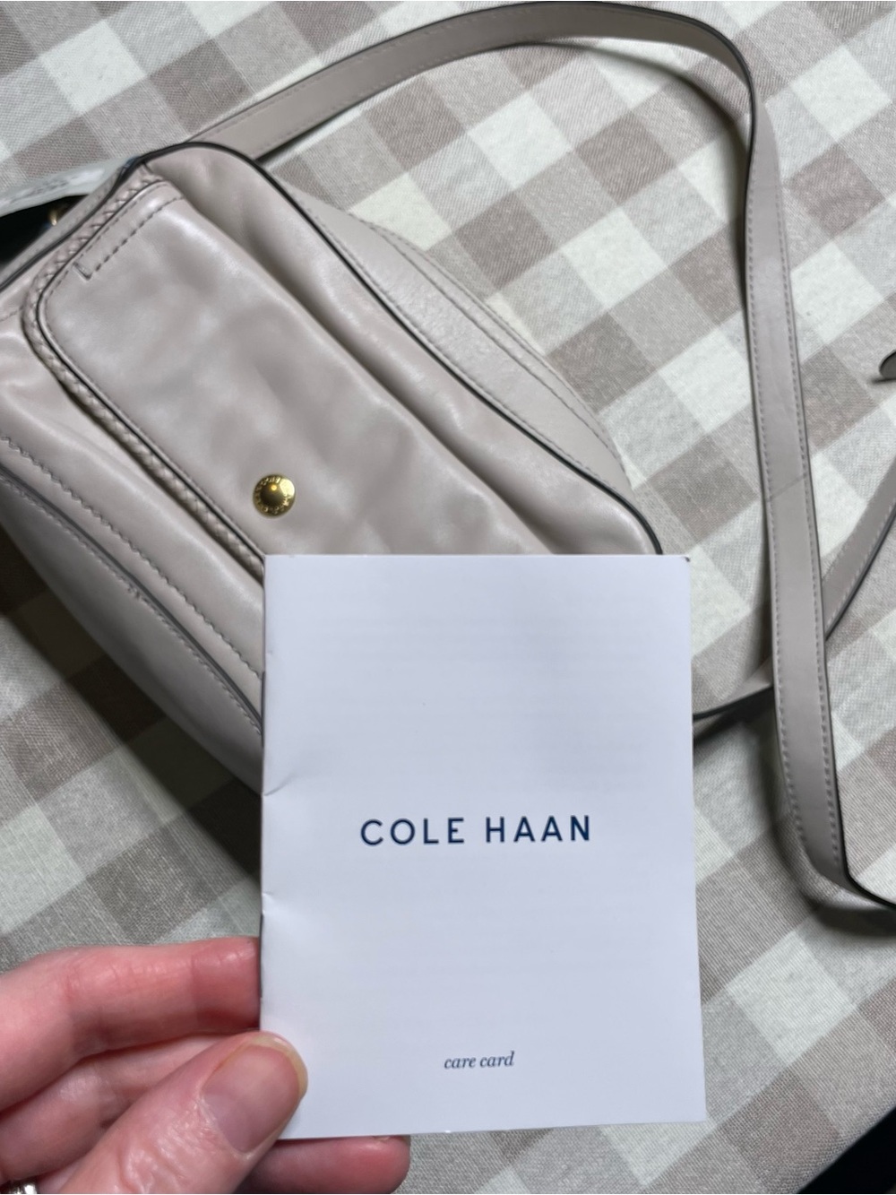 Cole Haan Small Leather Crossbody in Pale Dove Taupe Benson II Camera Bag